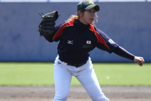 紅白戦で先発した侍ジャパン女子代表候補・吉井萌美(アサヒトラスト)