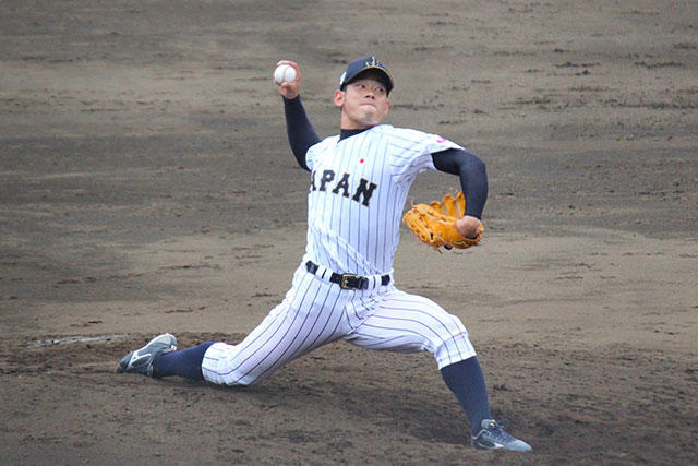 2イニングを無安打に抑えた守護神候補の田村伊知郎(立教大)