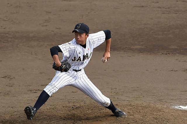 2番手・北田雅也(SASUKE名古屋ヤング)が安定したピッチングで韓国打線を抑える
