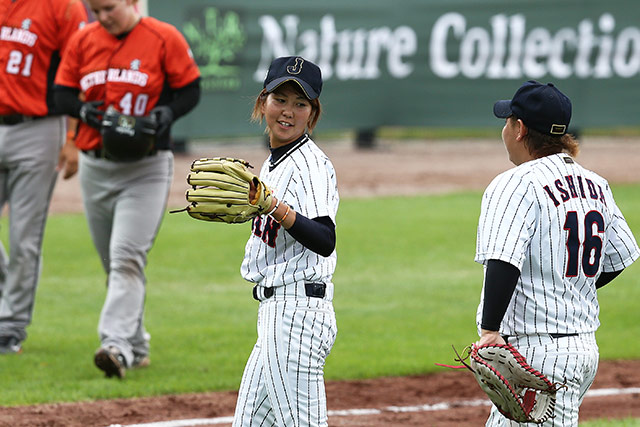 田中露朝(尚美学園大2年)が最後の打者から三振を奪い試合を締めた