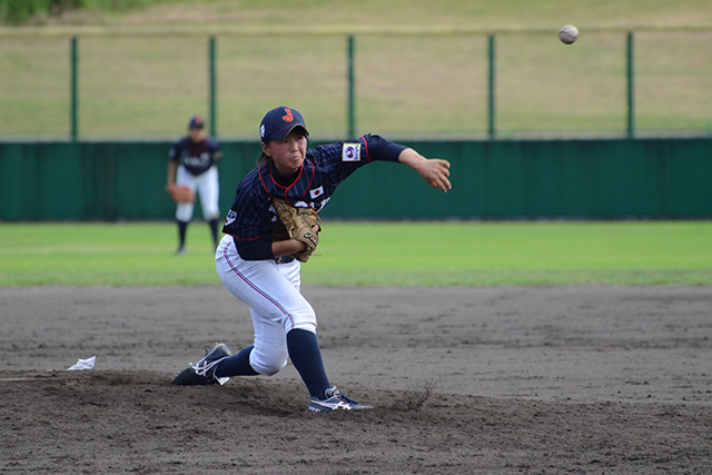 練習試合4番手で3回を完璧に抑えた水流麻夏(神戸弘陵学園高3年)