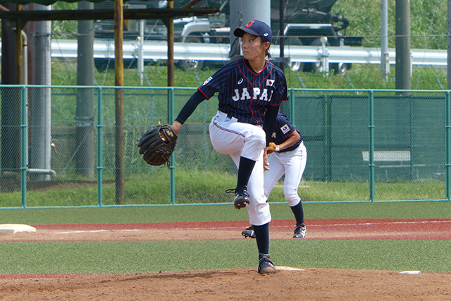 2番手登板の田中志緒梨(埼玉栄高3年)