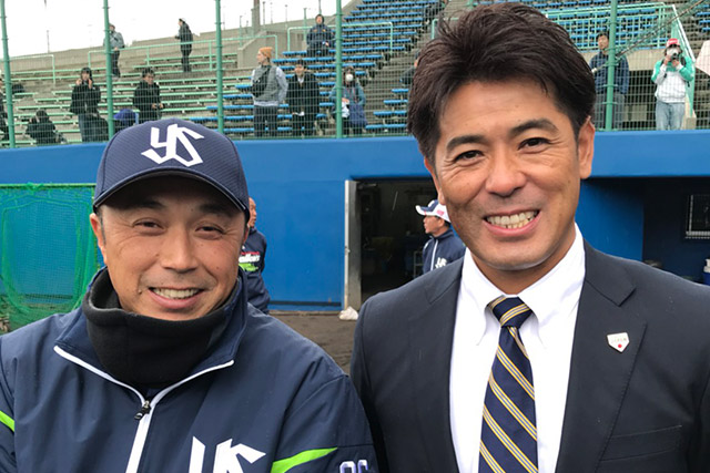 宮本一軍ヘッドコーチと稲葉監督
