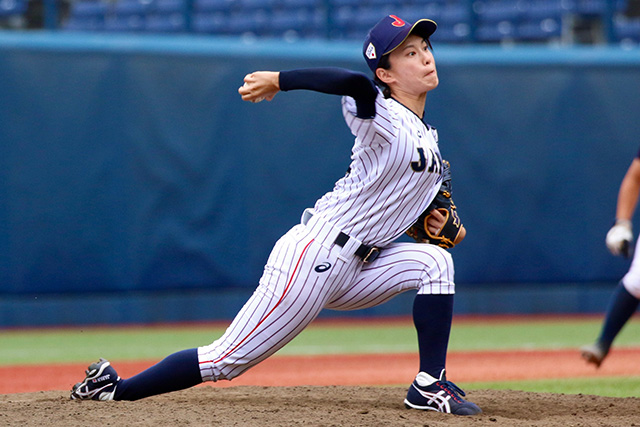 開志学園高との練習試合に登板した谷山