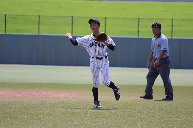 第2試合では遊撃手でも好守を見せた大森駿太朗(松戸市立常盤平中)