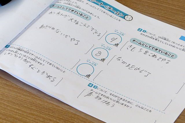 選手たちが書き込んだシート