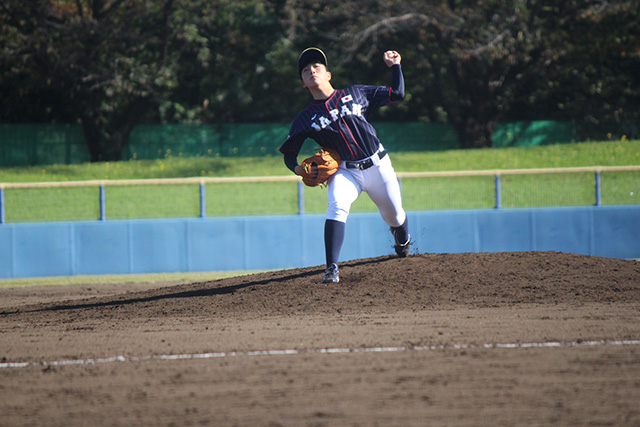 3番手登板の北澤神楽(埼玉栄高2年)