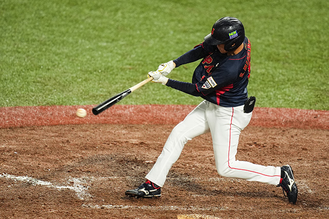 タイムリーを放つ西村進之介(ヤマハ)