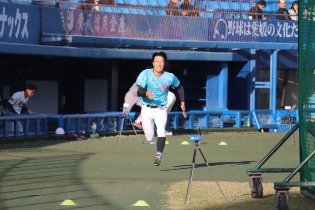 50m走計測1位の岡城快生(筑波大)