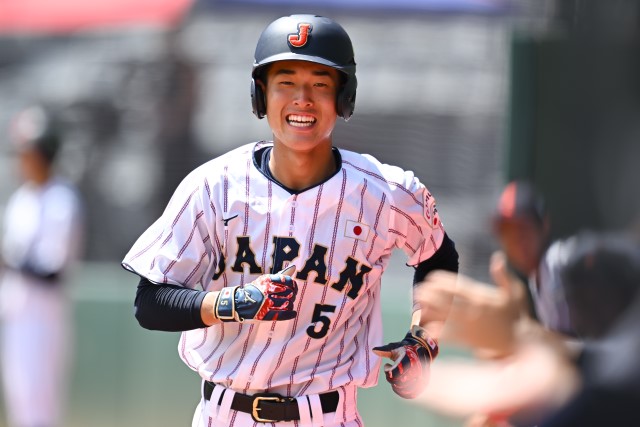 タイムリーを放った村橋照平(狭山西武ボーイズ)
