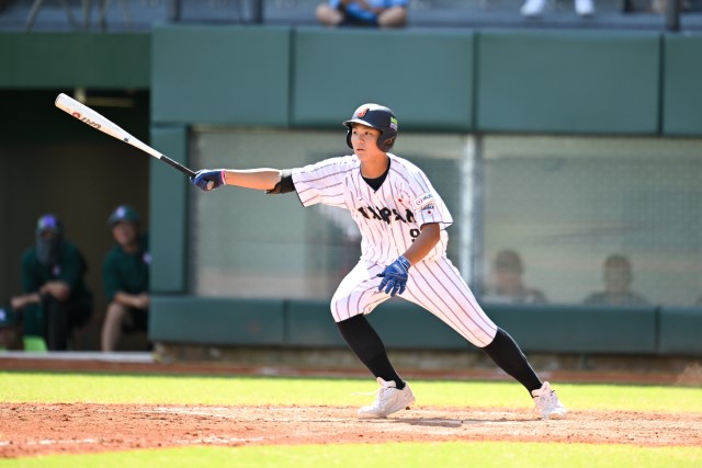 タイムリーを放つ工藤未來(狭山西武ボーイズ)