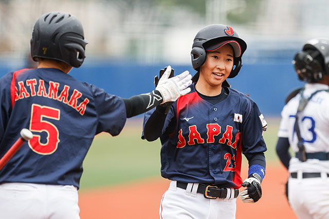 2点タイムリーを放った漢人茉彩(福井工業大)