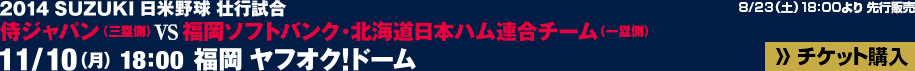 侍ジャパン vs 福岡ソフトバンク・北海道日本ハム連合チーム 